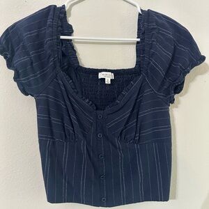 Dark Blue Striped Blouse